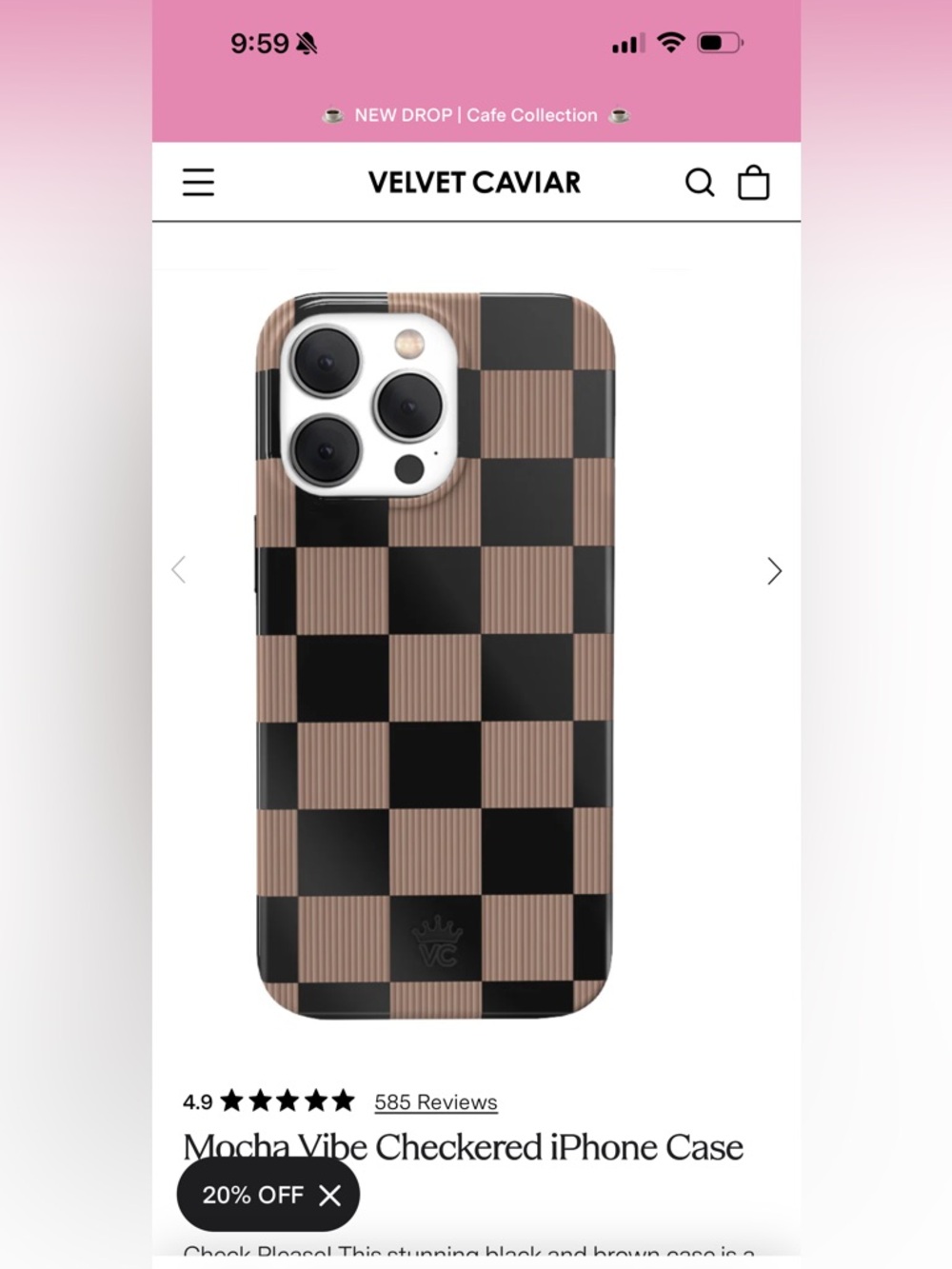 Velvet Caviar IPhone 15 Pro Max 
Mocha Vibe Checkered iPhone Case MagSafe